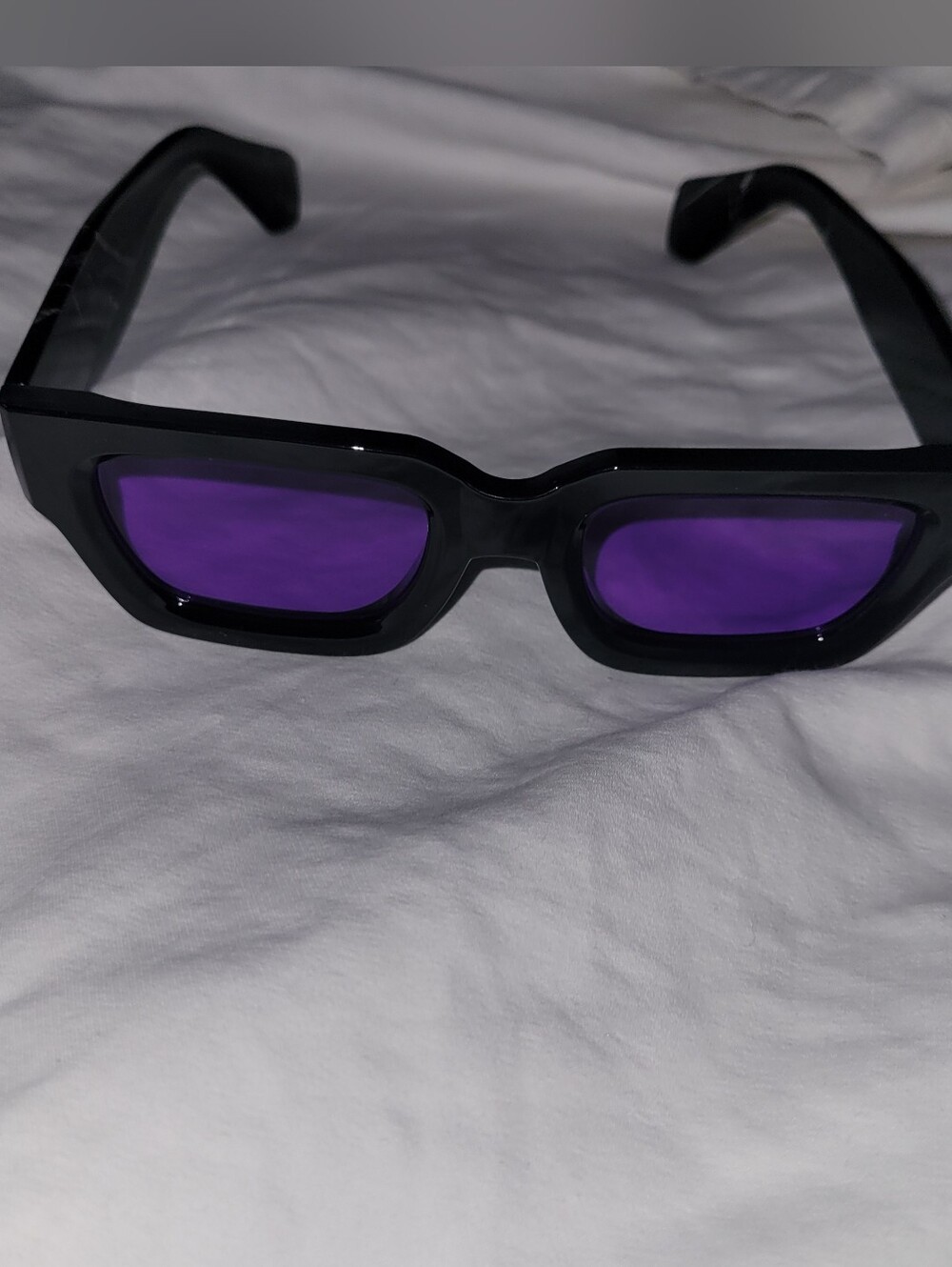 Black Frame Sunglasses with Purple Lenses - Picture 6 of 11